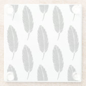 白黒フェザー素朴リノカット ガラスコースター (裏面)