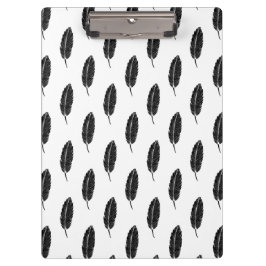 白黒フェザー素朴リノカット クリップボード