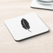 白黒フェザー素朴リノカット コースター (左側)