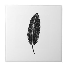 白黒フェザー素朴リノカット タイル
