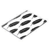 白黒フェザー素朴リノカット ノートブック (左側)