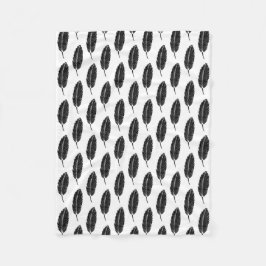 白黒フェザー素朴リノカット フリースブランケット