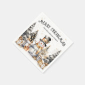 白黒フェスティバルウィンターメリークリスマス スタンダードカクテルナプキン (角)