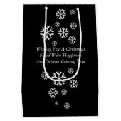 白黒フェスティバルデザインかわいい雪だるま ミディアムペーパーバッグ (裏面)