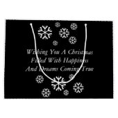 白黒フェスティバルデザインかわいい雪だるま ラージペーパーバッグ (裏面)