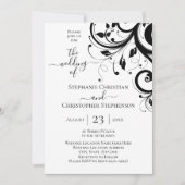 白黒フェスティバル渦巻き写真とQRコード 招待状 (正面)