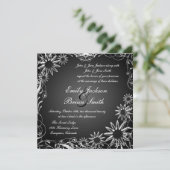 白黒フェードデイジー花結婚式招待状 招待状 (スタンド正面)