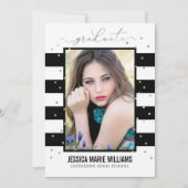 白黒フォイルの卒業発表 案内状 (正面)