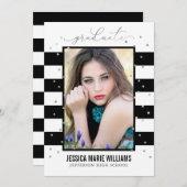 白黒フォイルの卒業発表 案内状 (正面/裏面)