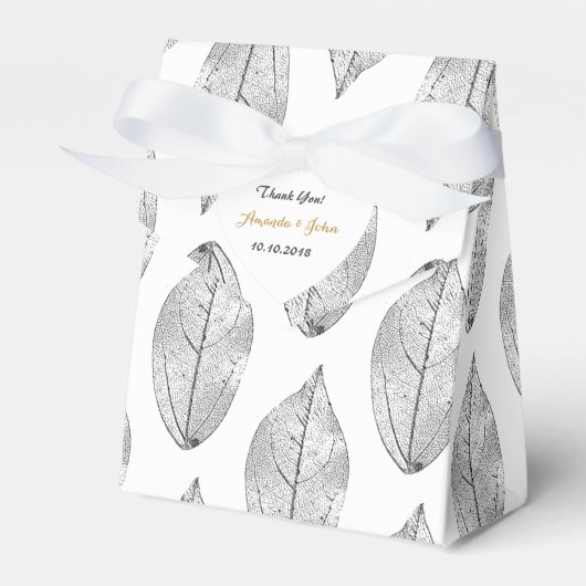 白黒フォイル結婚式の引き出物サンキュー フェイバーボックス (正面サイド)
