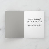 白黒フォトおもしろい犬ユーモアのある誕生日 カード (内部)