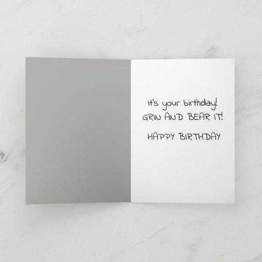 白黒フォトおもしろい犬ユーモアのある誕生日 カード (内部)