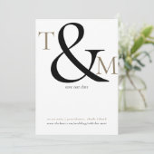 白黒フォトイニシャルモダン結婚ズ セーブザデート (スタンド正面)