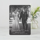 白黒フォトウェディング日付カードを保存 (スタンド正面)