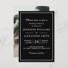 白黒フォトエレガント結婚式招待状 招待状