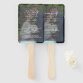 白黒フォトオーバーレイモダン結婚式 プログラム ハンドファン (正面&裏面)