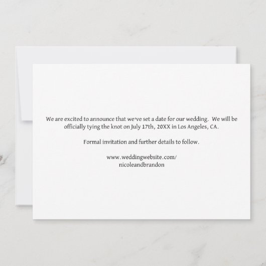 白黒フォトカレンダー結婚の設定 セーブザデート (裏面)