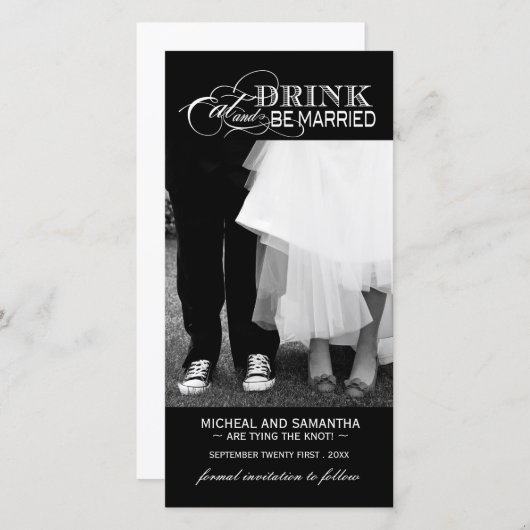 白黒フォトカードの日付を保存する(4x8) セーブザデート (正面/裏面)