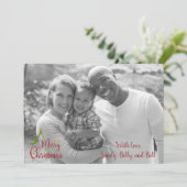 白黒フォトクリスマスフラットカード – 両面 カード (スタンド正面)
