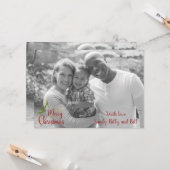 白黒フォトクリスマスフラットカード – 両面 カード (正面/裏面インサイチュ)