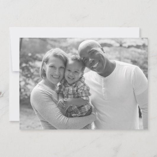 白黒フォトクリスマスフラットカード – 両面 カード (裏面)