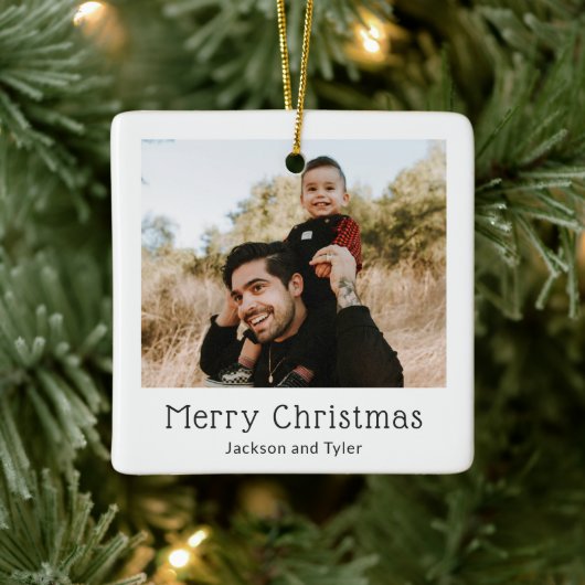 白黒フォトクリスマモダンス セラミックオーナメント (ツリー)