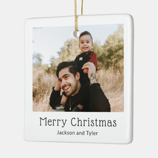 白黒フォトクリスマモダンス セラミックオーナメント (左)