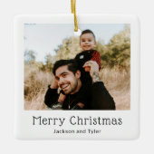 白黒フォトクリスマモダンス セラミックオーナメント (正面)