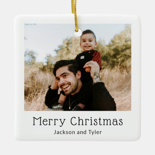 白黒フォトクリスマモダンス セラミックオーナメント (正面)