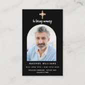 白黒フォトクロスアーチ葬儀祈りの言葉カード 名刺 (正面)