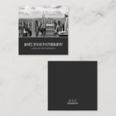 白黒フォトグラファーのソーシャルメディアのハンドル スクエア名刺 (正面/裏面)