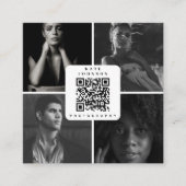 白黒フォトグラファー4枚QRコード スクエア名刺 (正面)