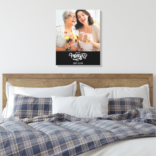 白黒フォトコラージギフトハッピーマザーズデイ キャンバスプリント (インサイチュ (寝室))