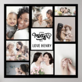 白黒フォトコラージギフトハッピーマザーズデイ ポスター (正面)