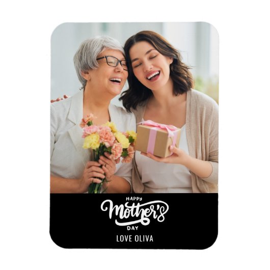 白黒フォトコラージギフトハッピーマザーズデイ マグネット (縦)