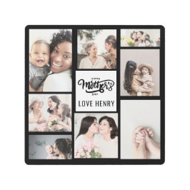 白黒フォトコラージギフトハッピーマザーズデイ メタルプリント