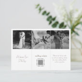 白黒フォトコラージミニマルズの結婚カラー エンクロージャーカード (スタンド正面)