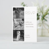 白黒フォトコラージミニマルズの結婚カラー 出欠カード (スタンド正面)