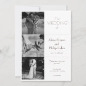 白黒フォトコラージミニマルズの結婚カラー 招待状 (正面)