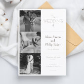 白黒フォトコラージミニマルズの結婚カラー 招待状