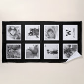 白黒フォトコラージモノグラム ビーチタオル (正面)