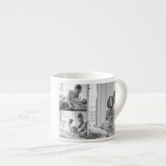 白黒フォトコラージュとカスタム文字- エスプレッソカップ (正面右)