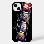 白黒フォトコラージュの四角形(名前あり) Case-Mate iPhoneケース (裏面)