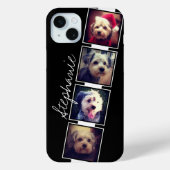 白黒フォトコラージュの四角形（名前あり） Case-Mate iPhoneケース (裏面)