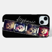 白黒フォトコラージュの四角形（名前あり） Case-Mate iPhoneケース (裏面 (横))