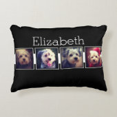 白黒フォトコラージュの正方形パーソナライズされた アクセントクッション (正面)