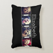 白黒フォトコラージュの正方形パーソナライズされた アクセントクッション (正面(垂直))