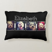 白黒フォトコラージュの正方形パーソナライズされた アクセントクッション (裏面)