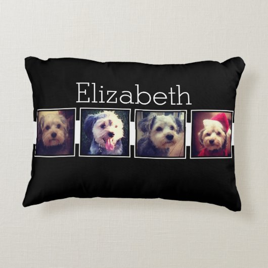 白黒フォトコラージュの正方形パーソナライズされた アクセントクッション (裏面)