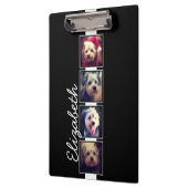 白黒フォトコラージュの正方形パーソナライズされた クリップボード (左)